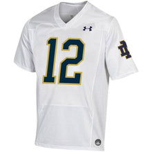 Load image into Gallery viewer, #12 Notre Dame Fighting Irish Under Armour Premier Football Jersey - White