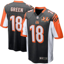 Load image into Gallery viewer, A.J. Green Cincinnati Bengals Nike 50th Anniversary Patch Game Jersey - Black