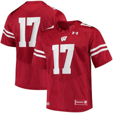 Load image into Gallery viewer, #17 Wisconsin Badgers Under Armour Replica Football Jersey - Red
