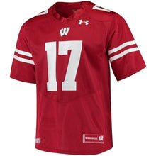 Load image into Gallery viewer, #17 Wisconsin Badgers Under Armour Replica Football Jersey - Red