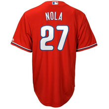Load image into Gallery viewer, Aaron Nola Philadelphia Phillies Majestic Alternate Official Cool Base Player Jersey - Red