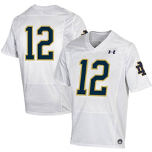 Load image into Gallery viewer, #12 Notre Dame Fighting Irish Under Armour Premier Football Jersey - White