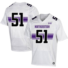 Load image into Gallery viewer, #51 Northwestern Wildcats Under Armour Replica Football Jersey - White